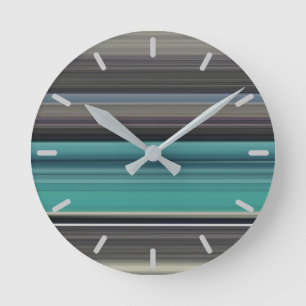 Horloge Ronde Abstract #1: Teal and grey