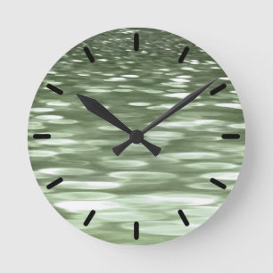 Horloge Ronde Abstract #3: Olive green blur