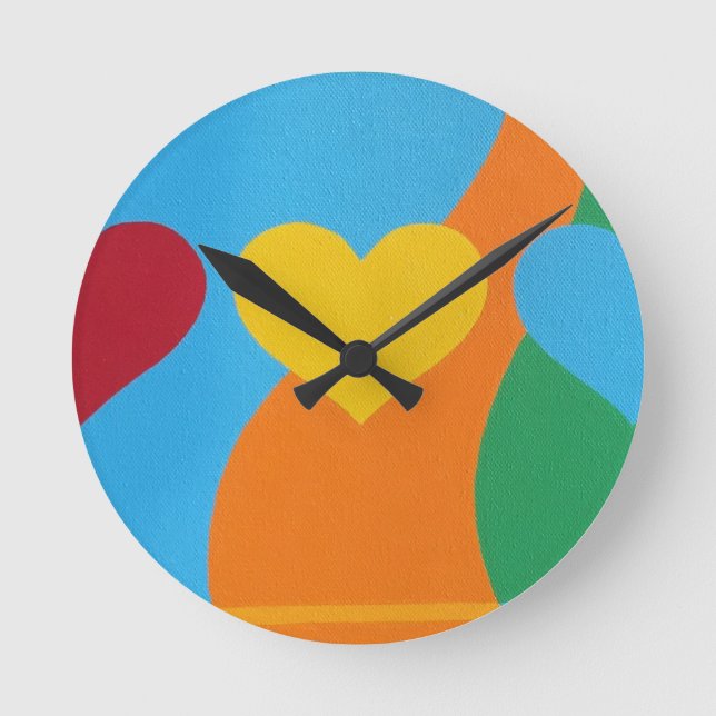 Horloge Ronde Abstract Vibrant Heart Shapes Round Clock (Recto)