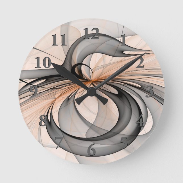 Horloge Ronde Abstrait Anthracite Grey Sienna Art moderne fracta (Recto)