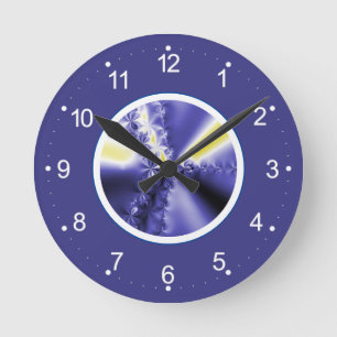 Horloge Ronde Abstrait bleu foncé fractal