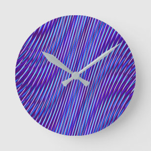 Horloge Ronde Abstrait Blue Vibrant Moiré Effet Motif Moderne