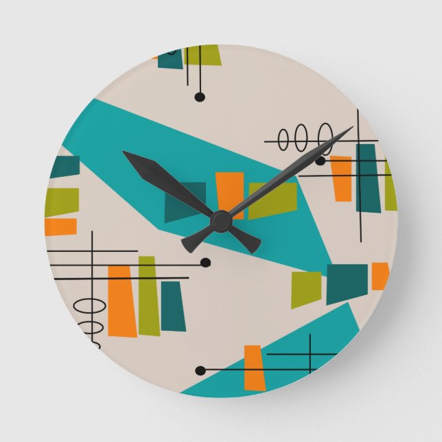 Horloge Ronde Abstrait moderne du milieu du siècle #55 (Recto)