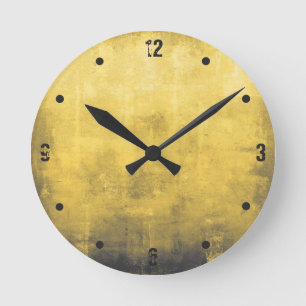 Horloge Ronde Abstrait moderne rustique jaune gris gris