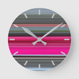 Horloge Ronde Abstrait n° 1 : Cerise et gris