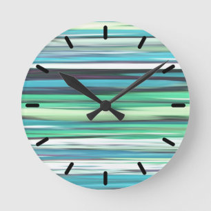 Horloge Ronde Abstrait n° 2 : Bleu vert d'eau