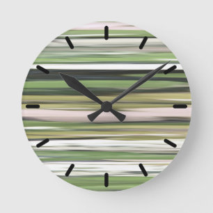 Horloge Ronde Abstrait n° 2 : Flou vert olive