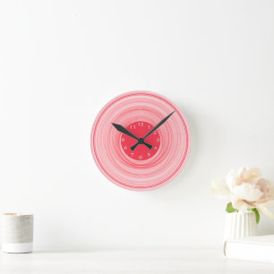 Horloge Ronde Abstrait Ombre moderne rouge blanc spirale