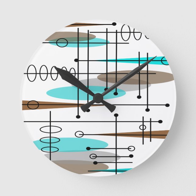 Horloge Ronde Abstraite moderne de l'ère atomique du milieu du s (Recto)