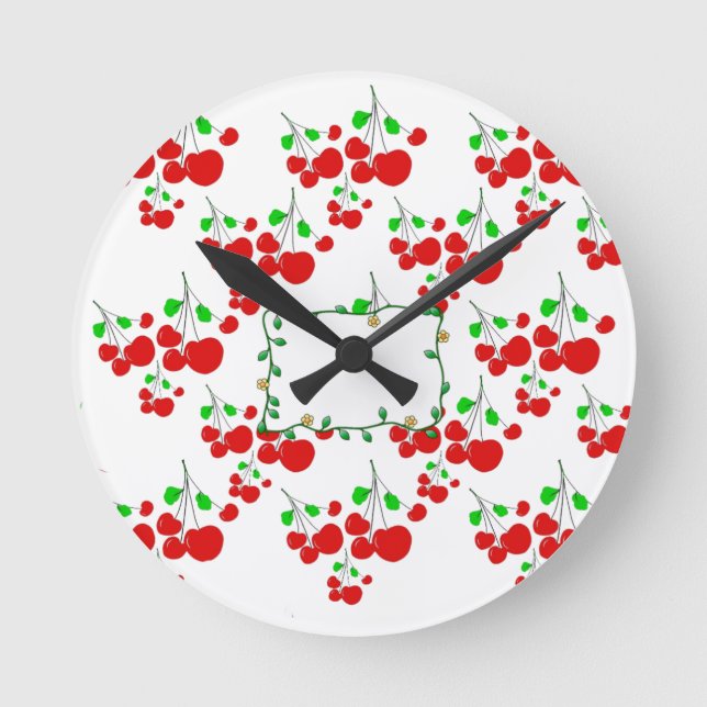 Horloge Ronde Accessoires de motif de cerisier rouge personnalis (Recto)