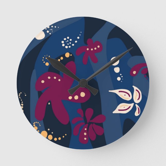 Horloge Ronde Accessoires Motifs tendance, rose bleu abstrait (Recto)