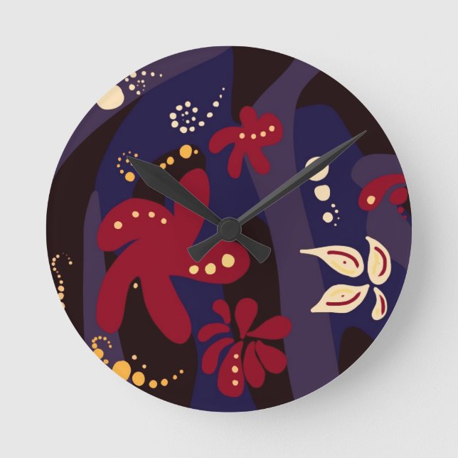Horloge Ronde Accessoires Motifs tendance, violet noir abstrait (Recto)