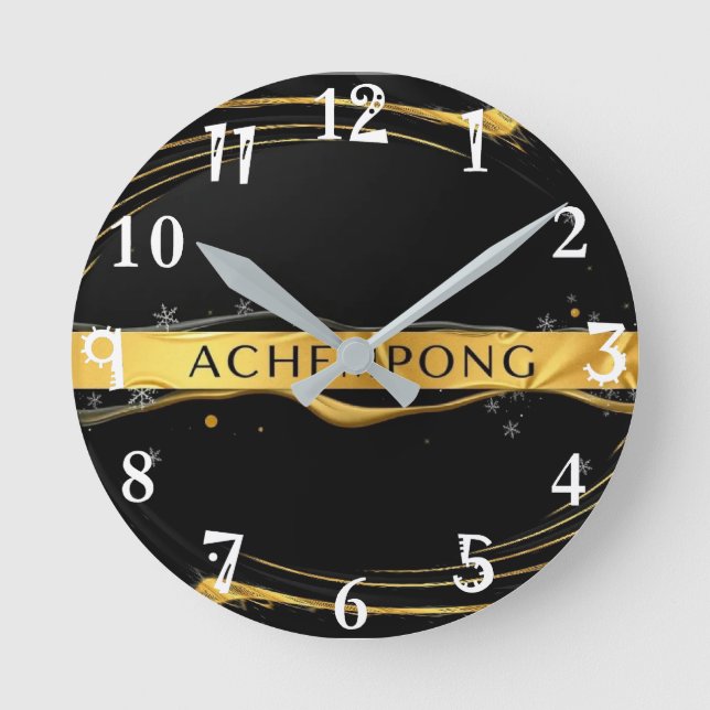 Horloge Ronde Achempong: Auric Cascade | Liquid Gold Opulence (Recto)