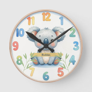 Horloge Ronde Adș Koala Wall Clock