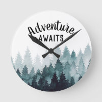 Adventure Await aquarelle Forêt rustique