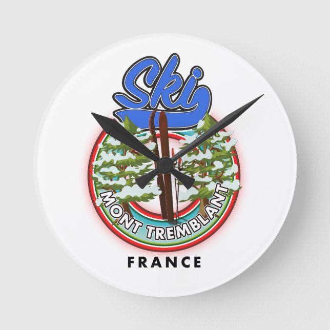 Horloge Ronde Affiche de voyage ski Mont Tremblant France (Recto)