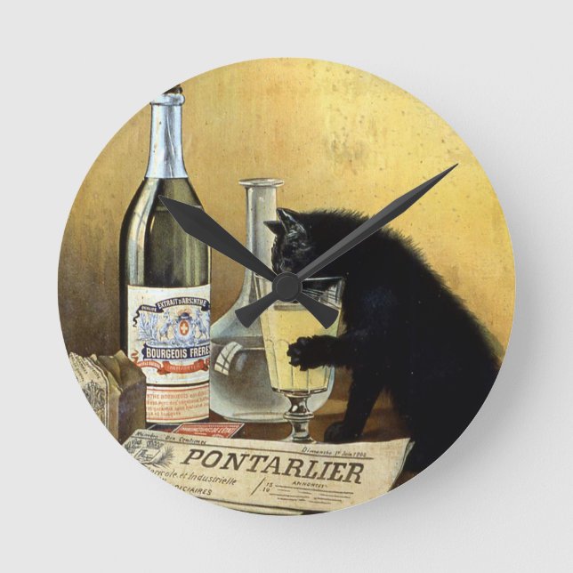 Horloge Ronde Affiche française rétro "absinthe bourgeois" (Recto)