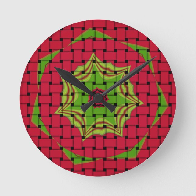Horloge Ronde African Lovely Design rouge tissé (Recto)