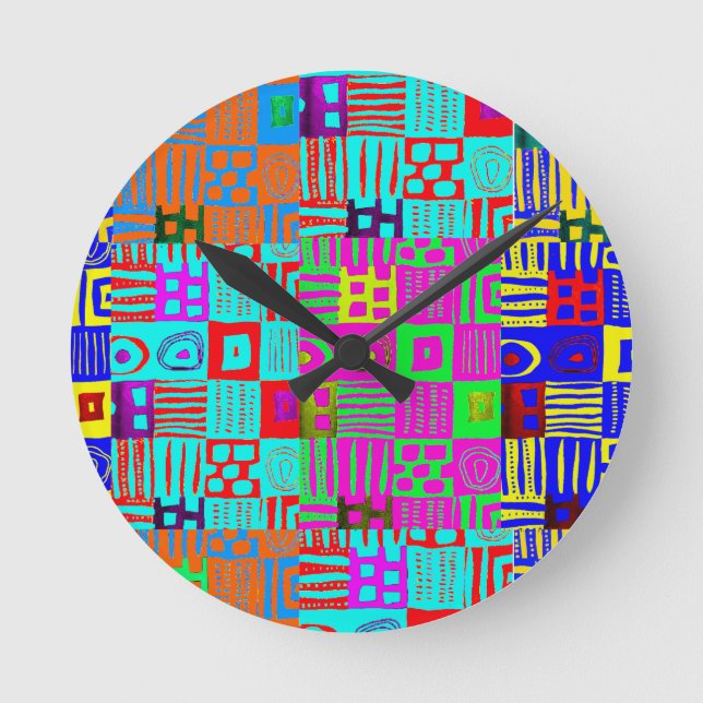 Horloge Ronde Afrocentric Geometric Motif Multicolored  (Recto)