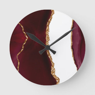 Horloge Ronde Agate liede vin et or