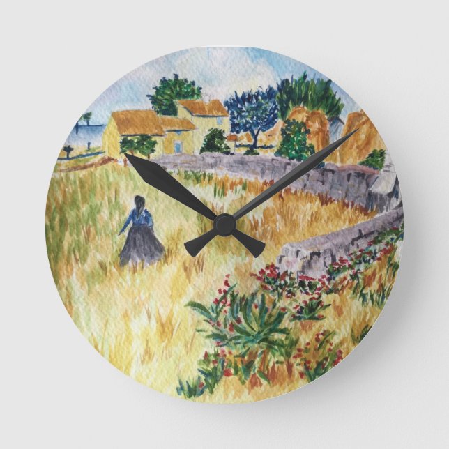 Horloge Ronde Agritourisme de Provence dans le style de Van Gogh (Recto)