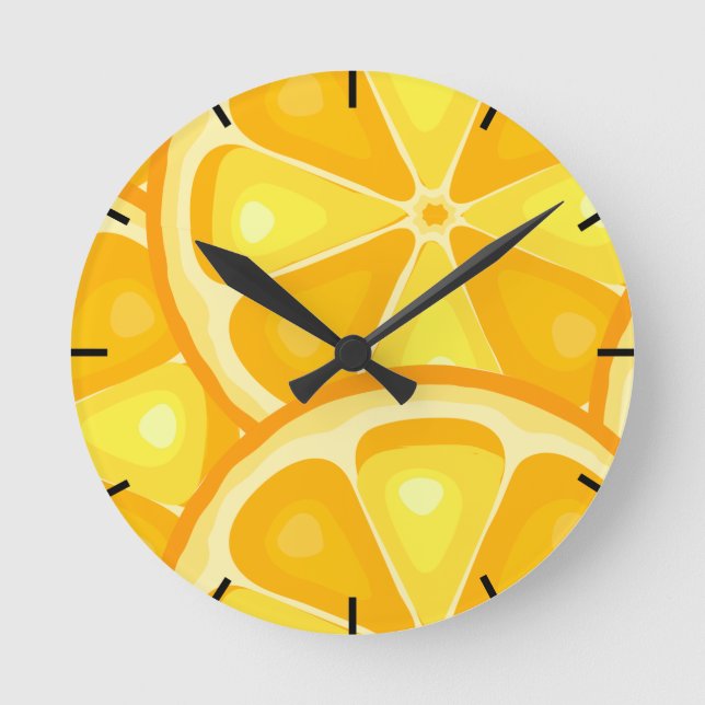 Horloge Ronde Agrumes TROPICALES FRUITS D'ÉTÉ Citrons d'orange (Recto)