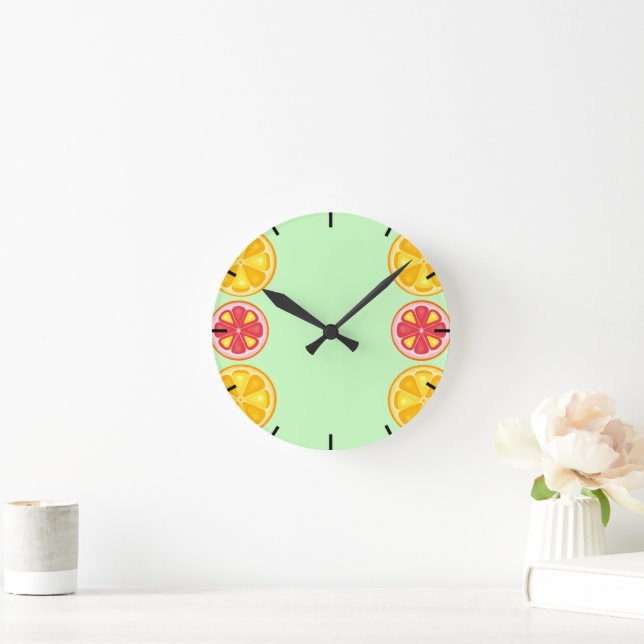 Horloge Ronde Agrumes TROPICALES FRUITS D'ÉTÉ Citrons d'orange (Maison)