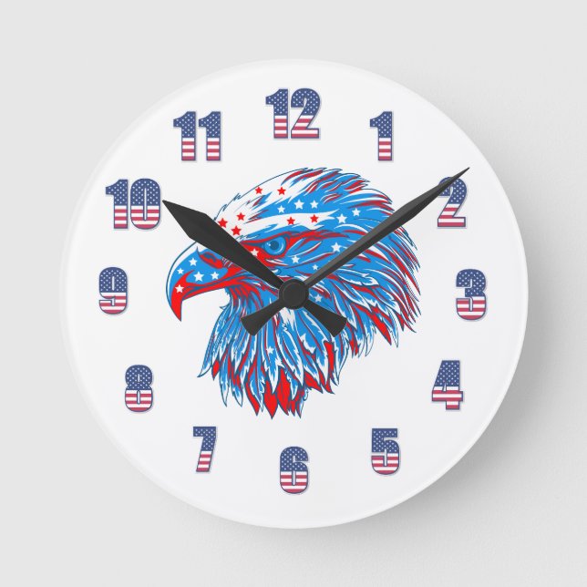 Horloge Ronde Aigle à drapeau américain (Recto)