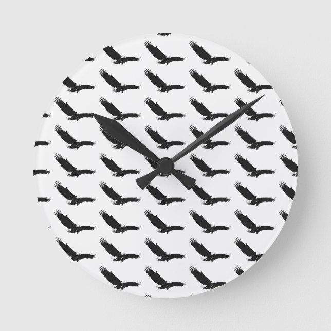 Horloge Ronde Aigle d'atterrissage noir et blanc (Recto)