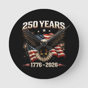Horloge Ronde Aigle patriotique des États-Unis 250e anniversaire