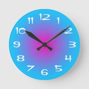 Horloge Ronde Aire bleu et rose chaud