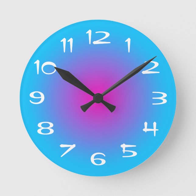 Horloge Ronde Aire bleu et rose chaud (Recto)