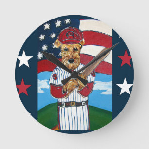 HORLOGE RONDE AIREDALE TERRIER