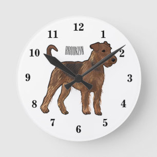 Horloge Ronde Airedale terrier dog cartoon