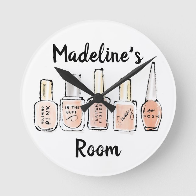 Horloge Ronde Ajoutez votre nom | Croquis polonais moderne à ong (Recto)
