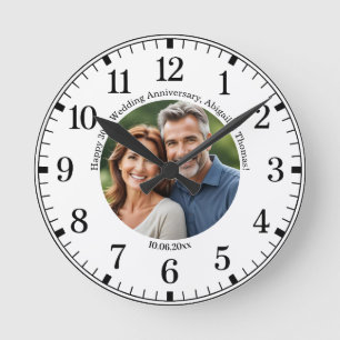 Horloge Ronde Ajoutez votre propre photo de couple 30e anniversa