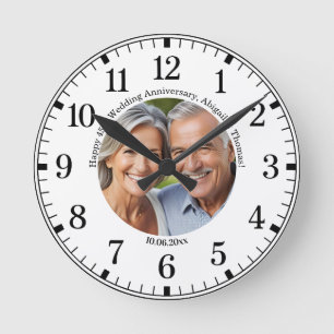 Horloge Ronde Ajoutez votre propre photo de couple 45e anniversa