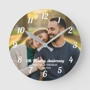 Horloge Ronde Ajoutez votre propre photo de couple pour le 15e a