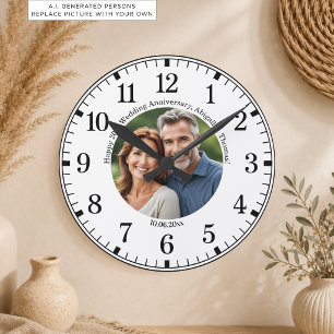 Horloge Ronde Ajoutez votre propre photo de couple pour le 20e a