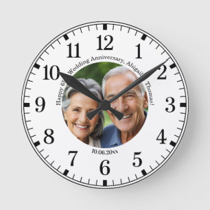 Horloge Ronde Ajoutez votre propre photo de couple pour le 65e a