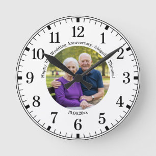Horloge Ronde Ajoutez votre propre photo de couple pour le 70e a