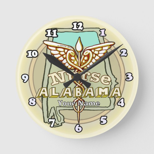 Horloge Ronde Alabama Nurse Caduceus (Recto)