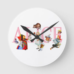 Horloge Ronde Alice à Wonderland et Friends