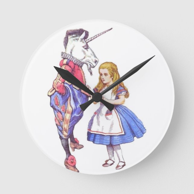 Horloge Ronde Alice à Wonderland et Unicorn Clock (Recto)
