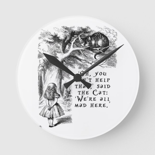 Horloge Ronde Alice au pays des merveilles - Nous sommes tous fo (Recto)
