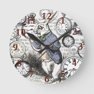 Horloge Ronde Alice de lapin blanc au pays des merveilles