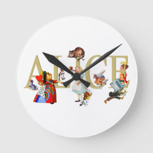 Horloge Ronde Alice et le pays des merveilles et amis