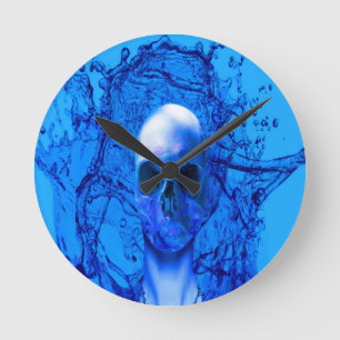 Horloge Ronde Alien blue skull
