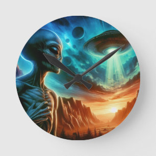Horloge Ronde Alien spatial