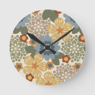 Horloge Ronde Allana Garden Floral Graphique Hawaiien - Or